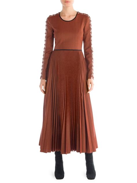 Shop Fendi Micro Pied De Poule Pleated Maxi Dress 